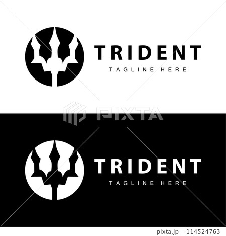 Trident logo design spear weapon vector sea king poseidon neptune symbol template 114524763