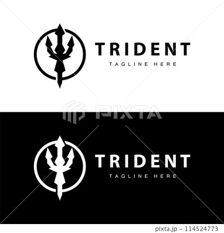 Trident logo design spear weapon vector sea king poseidon neptune symbol template 114524773