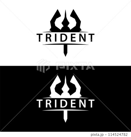Trident logo design spear weapon vector sea king poseidon neptune symbol template 114524782