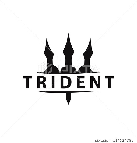 Trident logo design spear weapon vector sea king poseidon neptune symbol template 114524786