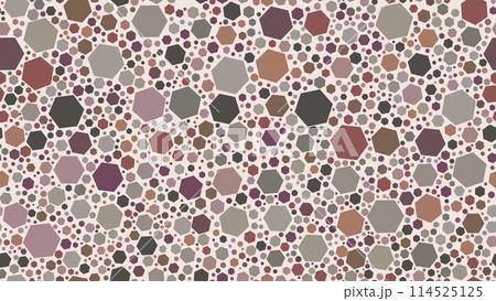 Hexagon honeycomb terrazzo marble stone tile or terazo mosaic floor, vector pattern. Terazzo texture background of honeycomb mosaic with hexagon marble or ceramic fragments for terrazzo floor tile 114525125