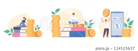 Investment knowledge. Financial education business books learning for employee or college student, finance saving increase or money economy 114525637