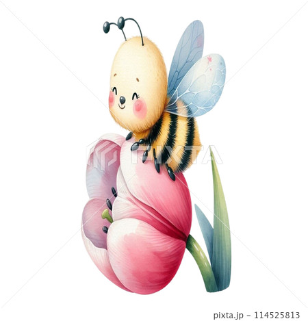 Bee on tulips flower 114525813