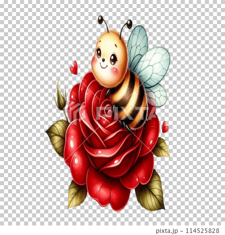 Bee on rose flower 114525828