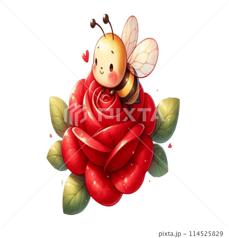 Bee on rose flower 114525829