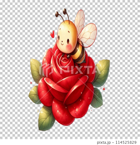 Bee on rose flower 114525829