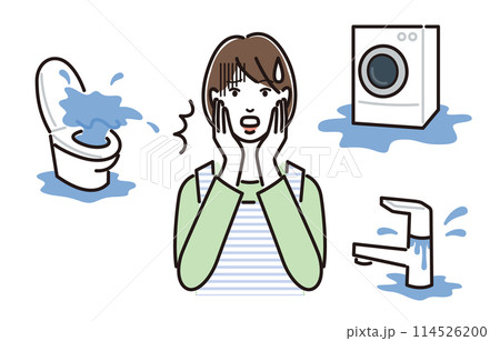 水のトラブルに焦る主婦 水のトラブルに焦る主婦 114526200