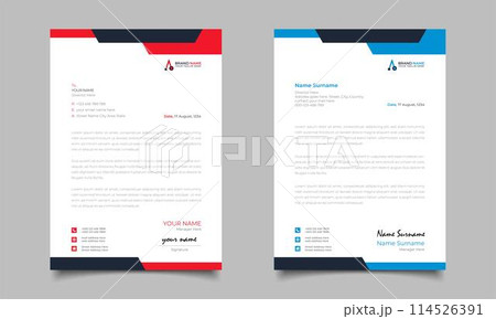 Red And Blue Modern Business Letterhead Simple Clean Template Design 114526391