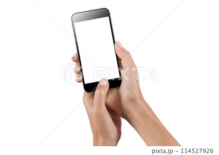 Female hands holding modern mobile phone Female hands holding modern mobile phone 114527926