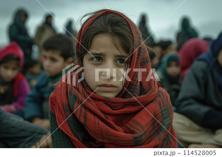 Refugee crisis - impact of war, climate change, political unrest, revealing the humanitarian catastrophe with hungry children seeking refuge amidst a global demographic crisis emigrants camp Refugee crisis - impact of war, climate change, political unrest, revealing the humanitarian catastrophe with hungry children seeking refuge amidst a global demographic crisis emigrants camp 114528005