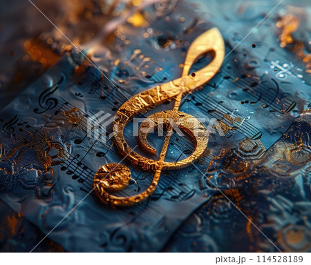 Captivating golden music: an enchanting symphony of melody and harmony, timeless compositions that evoke nostalgia and inspire the soul with their euphonious melodies 114528189