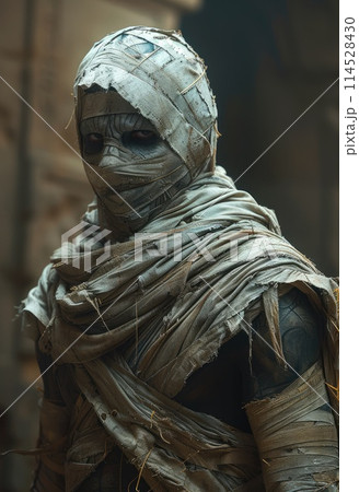 Egyptian mummy is wrapped in bandages 114528430