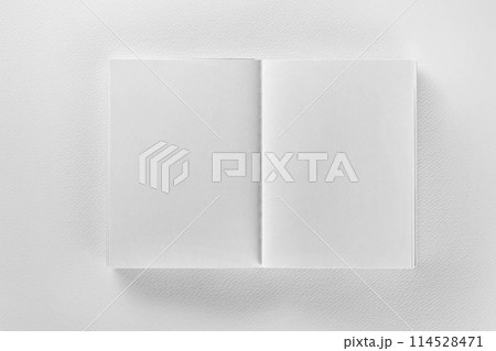 Mockup of opened blank book at white design paper background. Mockup of opened blank book at white design paper background. 114528471
