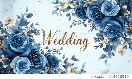 Romantic allure: captivating wedding invitation card adorned with text wedding, blending elegance and sentiment in beautiful design, perfect for announcing and inviting to joyous celebration of love. 114528919