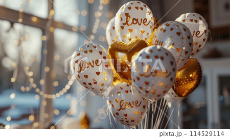 Expressive love: a charming greeting card adorned with heart-shaped balloons and the heartfelt text i love you, a perfect token for a loved one, celebrating affection and romance on Valentine's Day. Expressive love: a charming greeting card adorned with heart-shaped balloons and the heartfelt text i love you, a perfect token for a loved one, celebrating affection and romance on Valentine's Day. 114529114