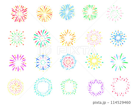 カラフルな花火の線画イラスト素材 114529460