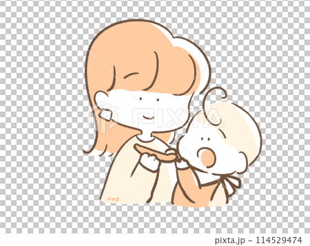 赤ちゃんに離乳食をあげるママ 114529474