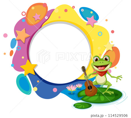 Colorful Frog Playing Guitar Illustration 114529506