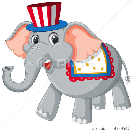 Circus Elephant in Festive Attire 114529507