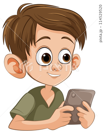 Young Boy Engrossed in Digital Tablet 114529520