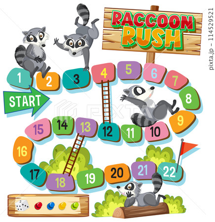 Raccoon Rush Board Game Illustration Raccoon Rush Board Game Illustration 114529521