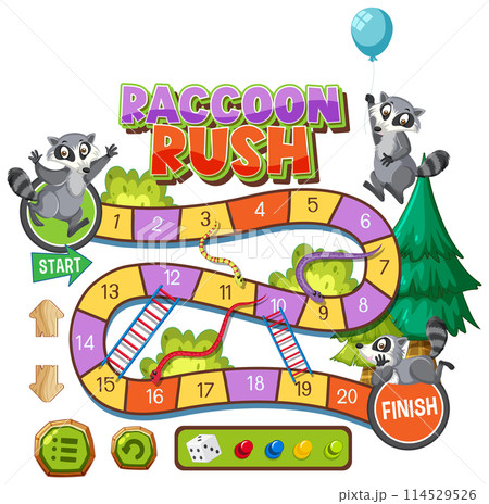 Raccoon Rush Board Game Illustration 114529526