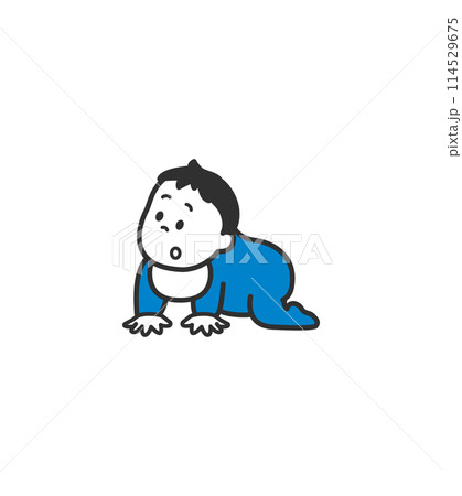 ハイハイをする赤ちゃんのイラスト ハイハイをする赤ちゃんのイラスト 114529675