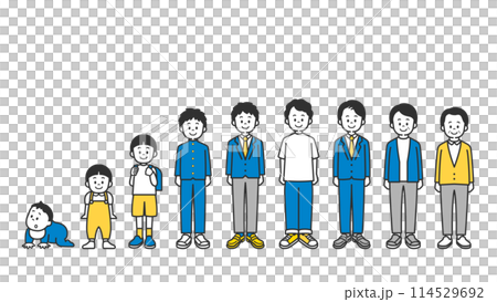 Illustration of a man's life stage Illustration of a man's life stage 114529692