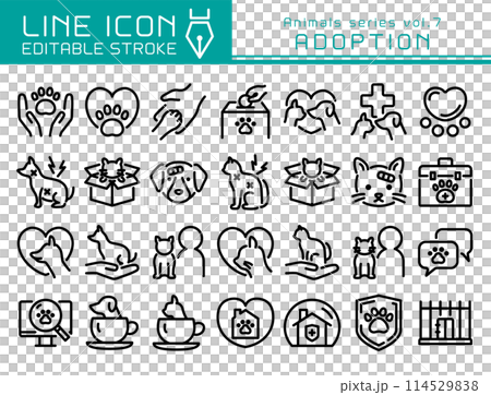 Line Icon Animal Series vol.7 Animal Protection Rescue Dogs and Cats 114529838