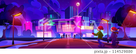 People going to shopping mall on Christmas eve 114529880