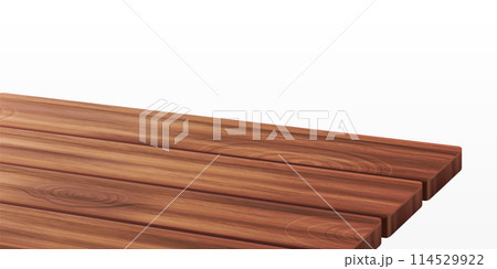 Wooden kitchen table corner, perspective view 114529922