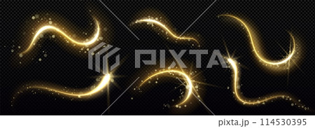 Gold magic star trail with glitter and light dust Gold magic star trail with glitter and light dust 114530395