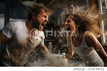 Family quarrel, negative interpersonal relationships, hatred and disregard for each other's respect, scandals and clashes in a married couple, husband and wife, boyfriend and girlfriend, Family quarrel, negative interpersonal relationships, hatred and disregard for each other's respect, scandals and clashes in a married couple, husband and wife, boyfriend and girlfriend, 114530412