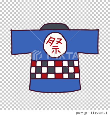 青い祭りの法被イラスト　　白い背景に分離されたベクター素材 114530671