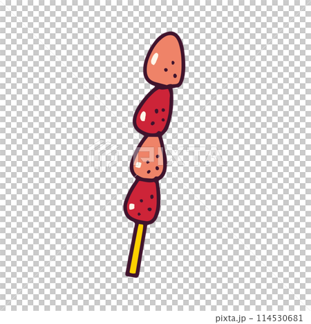 いちご飴・タンフルのイラスト　白い背景に分離されたフラットなベクター素材 114530681