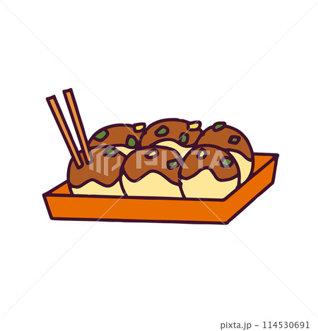 テイクアウトたこ焼きのイラスト 白い背景に分離されたフラットなベクター素材 テイクアウトたこ焼きのイラスト 白い背景に分離されたフラットなベクター素材 114530691