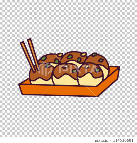 テイクアウトたこ焼きのイラスト 白い背景に分離されたフラットなベクター素材 テイクアウトたこ焼きのイラスト 白い背景に分離されたフラットなベクター素材 114530691