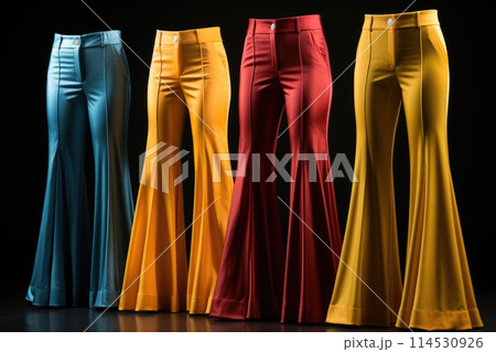 Vintage Retro style, feshion clothing, 1970s fashion, Bellbottoms 70s, hipsters, bell bottom pants, frayed jeans, midi skirts, maxi dresses, tie-dye, peasant blouses, and ponchos. Vintage Retro style, feshion clothing, 1970s fashion, Bellbottoms 70s, hipsters, bell bottom pants, frayed jeans, midi skirts, maxi dresses, tie-dye, peasant blouses, and ponchos. 114530926