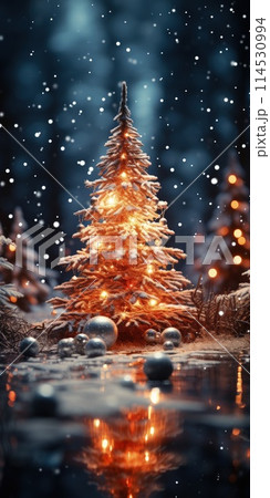 Vibrant New Year's Eve banner with space for copy, featuring festive decorations, creating a joyful and celebratory atmosphere for holiday greetings 114530994