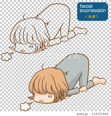 疲れてだるい女性のイラスト 114531948
