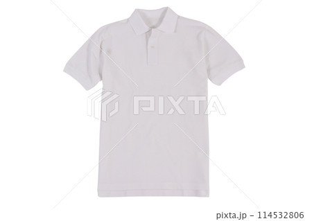 Photograph of blank polo t-shirt isolated on white 114532806