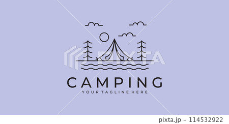 logo camping line art minimalist simple vector logo illustration design logo camping line art minimalist simple vector logo illustration design 114532922