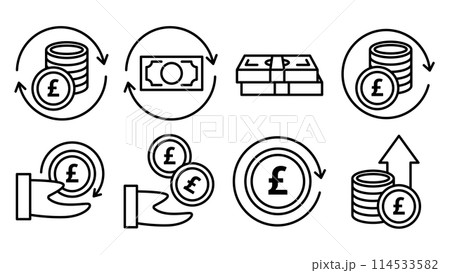 ポンド収益の還元アイコンセット ポンド収益の還元アイコンセット 114533582