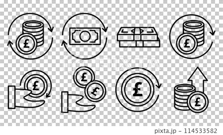 ポンド収益の還元アイコンセット ポンド収益の還元アイコンセット 114533582