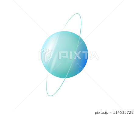 エメラルドグリーンのきれいな天王星のシンプルなイラスト 114533729