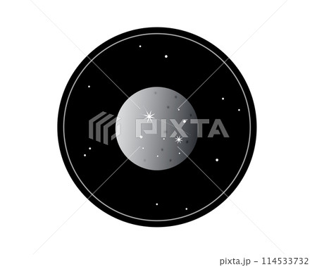 望遠鏡に映る水星のシンプルなイラスト 114533732