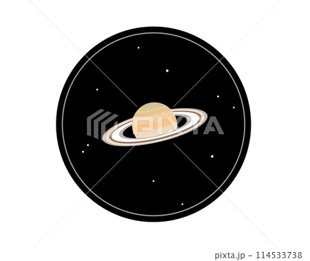 望遠鏡に映る土星のシンプルなイラスト 望遠鏡に映る土星のシンプルなイラスト 114533738
