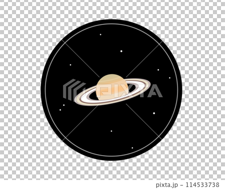 望遠鏡に映る土星のシンプルなイラスト 望遠鏡に映る土星のシンプルなイラスト 114533738