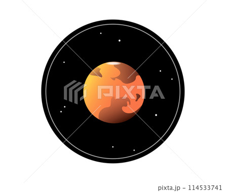 望遠鏡に映る火星のシンプルなイラスト 114533741