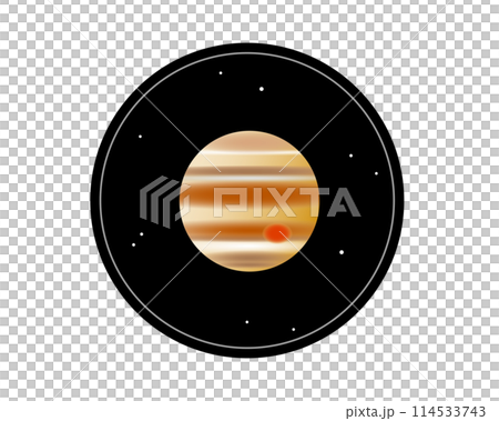 望遠鏡に映る木星のシンプルなイラスト 114533743